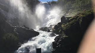 Dancing 💃 witch 🧙‍♀️ lady at the Kjosfossen waterfall [upl. by Ahsikcin]