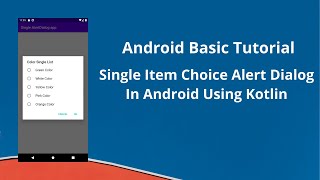 Single Choice Alert Dialog In Android Using Kotlin [upl. by Keri]