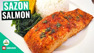 Baked Salmon Recipe  Sazon Flavored Salmon  How to make Baked Salmon  Sauteed Spinach Recipe [upl. by Harriett]