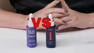 LOreal 🆚 Olay Drugstore Retinol Versus  Olay Retinol 24 Night Serum Vs Loreal Pure Retinol 003 [upl. by Libyc337]