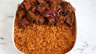 PERFECT JOLLOF RICE WITH PEPPERED BEEF [upl. by Sirrom]