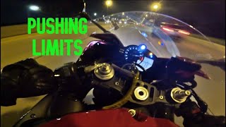 STRAIGHT PIPED YAMAHA R1 HITTING 200  Night Pure Sound [upl. by Lemhaj]