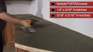 Schluter® Countertop System Installation Segment 1 PlywoodDITRA [upl. by Nosnor]