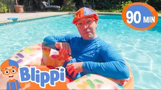 Blippis Pool Day Fun  Blippi  Educational Kids Videos  Fun Compilations [upl. by Ailegna]