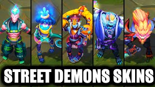 All New Street Demons Skins Spotlight Briar Rengar Neeko Zyra Brand Mundo League of Legends [upl. by Hgielrebmik219]