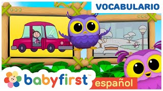 Hoot Scoot y What  Aprender vocabulario  Invierno  Auto  Juegos para bebes  BabyFirst Español [upl. by Aliam206]