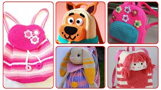 diy best crochet school bag design ideassimple and easy handmade crochet school bag 🛍️ design [upl. by Lebasiairam]