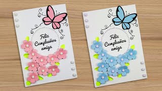 🌷Tarjeta flores de cumpleaños hecha a mano🌷 Beautiful handmade Birthday card ideas 🌈 Tarjeta DIY [upl. by Lexa898]