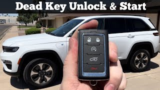 2022  2024 Jeep Grand Cherokee  How to Unlock Open amp Start With Dead Remote Key Fob Battery [upl. by Hewe]