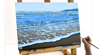 How to paint water how to paint water with acrylic acrylic painting tutorial beach ocean waves [upl. by Gavrila]