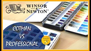 🎨COTMAN vs PROFESSIONAL  WINSOR amp NEWTON watercolour COMPARISON and REVIEW 2018 [upl. by Marina]