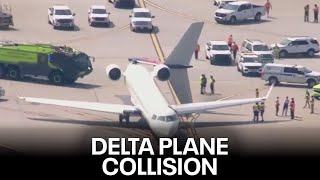 Delta planes collide on taxiways at HartsfieldJackson Atlanta Airport [upl. by Atinahs797]