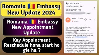 Romania 🇷🇴 Embassy New Update 2024  Romania Embassy New Appointment Update  Romania visa update [upl. by Olly212]