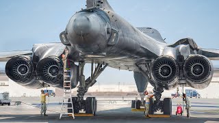 Inspecting US Monstrous B1 Lancer Before Hypnotic Takeoff at Full Throttle [upl. by Holloway]