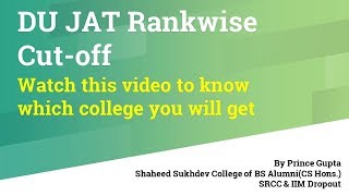 DU JAT Rankwise Cut off  Which college you will get at your rank [upl. by Bonucci]