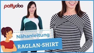 Nähanleitung für ein Raglanshirt mit raffiniertem WickelAusschnitt [upl. by Zimmermann]