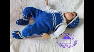 Salopette Neonato ai ferri Baby Blu 2 Parte [upl. by Jacquetta]