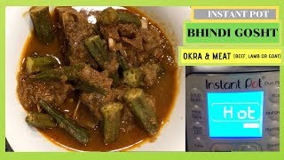 Instant Pot Bhindi Gosht  Okra and Meat CurryStew Beef Lamb or Goat [upl. by Aikas923]