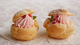 クランベリークリームのぷちシュー♪  Cranberry Cream Puffs [upl. by Anrak]