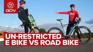 Just How Much Faster Is An UnRestricted E Bike Than A Road Bike [upl. by Gilges]