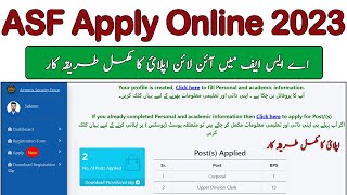 How to Apply in ASF Online Registration ASF Online Apply Process How to Apply For ASF Jobs 2023 [upl. by Stent]