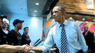 Raw Video President Obama and Vice President Biden at Taylor Gourmet October 4 2013 [upl. by Efren]