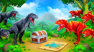 Black T Rex VS Red T Rex  Dinosaurs Fight For Treasure  Dinosaur Funny videos  Super Dinosaur Tv [upl. by Eirene]