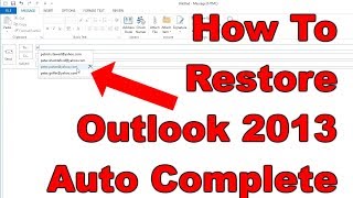 FIXED How To Recover Outlook 2013 Auto Complete Contacts [upl. by Arbma941]