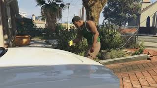 GTA V Franklin cleaning the car outside of Denise house afternoon [upl. by Lleirbag882]