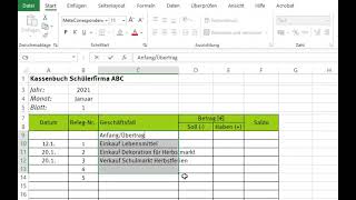 Buchhaltung ganz praktisch Kassenbuch Excel Grundlagen [upl. by Peace]