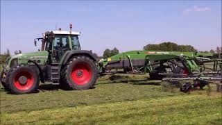 Mein 1 Fendt Former 14055 PRO Schwader mit Fendt Favorit 916 im Gras [upl. by Ilan]