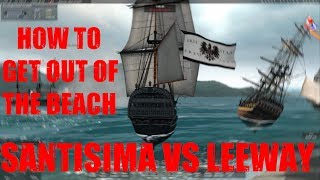 Naval Action Treatise on Unbeaching Santisima vs Leeway [upl. by Idolem]