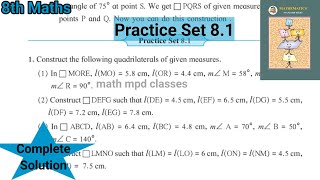 Practice Set 81  class 8  Ls  8 Quadrilateral  Constructions and Types  Std 8 State Board [upl. by Areik895]