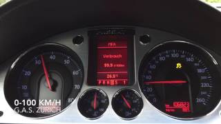 VW Passat 32 V6 FSI 250 PS DSG 0100 kmh acceleration [upl. by Terese]