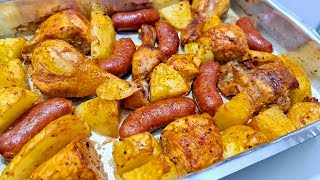 Frango com linguiça toscana e batata de forno assado [upl. by Yerbua364]