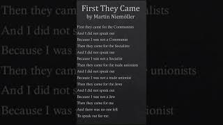 First They Came by Martin Niemöller [upl. by Ali]