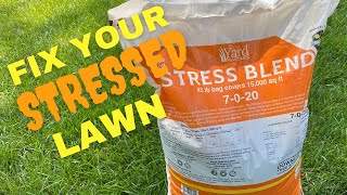 7020 STRESS BLEND FERTILIZER  Potassium To Fix Your Stressed Lawn [upl. by Enalda]