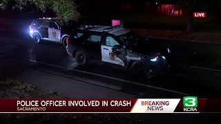 Sacramento patrol SUV gets into crash while chasing vehicle [upl. by Ahsiekram]