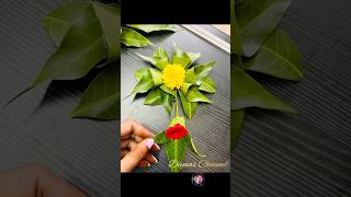 Making of beautiful mango leaves flower  maavidakula thoranam  mangi leaves decoration ideas [upl. by Vedetta]