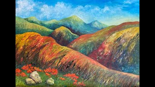 Watercolor on stretched canvas 30x40 inches big mountain ranges irmgardart [upl. by Sorilda]