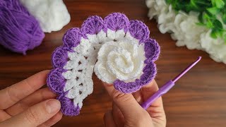 3D⚡💯Crochet Flower💯👌 Very easy crochet rose flower making for beginners crochet [upl. by Llirpa810]