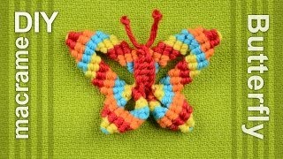 How to Macramé Butterfly  Papillon Farfalla Mariposa Borboleta Schmetterling Бабочка [upl. by Nylaras]