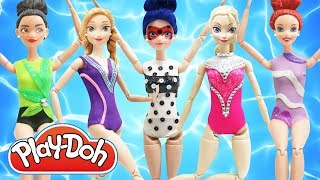 Play Doh Dress Up Disney Princess Synchronized Swimming Inspired Costumes [upl. by Llerrud]