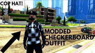 Gta 5 MODDED Checkerboard Outfit With Cop Hat Glitch SOLO [upl. by Accire]