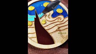 Starry Night Cloisonne Painting Art Coaster for Beginners cloisonnekit cloisonnepainting [upl. by Moshe]