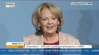 Wahl in NRW SPDSpitzenkandidatin Hannelore Kraft zum Wahlausgang [upl. by Beka490]