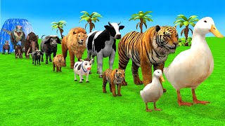 Paint Animals Cow Duck Elephant Tiger Hippo Funny 3d Animal Transformation Crossing Fountain Game [upl. by Llertniuq]