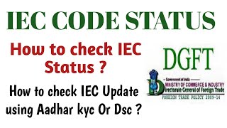 How to check IEC Status IEC Status IEC Active or Not Check Status Update IEC Using Aadhar or DSC [upl. by Gigi]