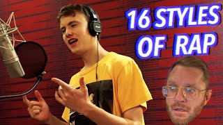 QUADECA REACTION 16 Styles of Rapping J Cole Mac Miller Lil Peep Eminem [upl. by Latoniah]