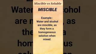 difference between Miscible and Soluble  miscible vs soluble shorts science [upl. by Naed]